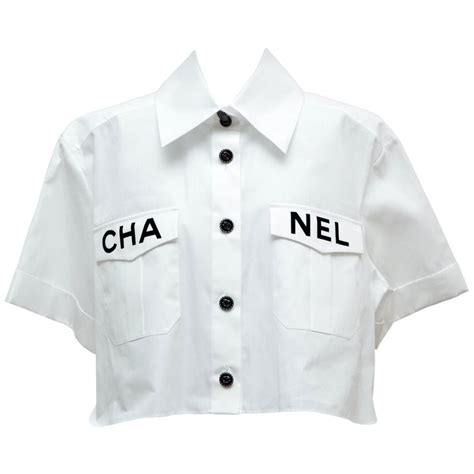 chanel white shirt 2019|Chanel white pocket shirt.